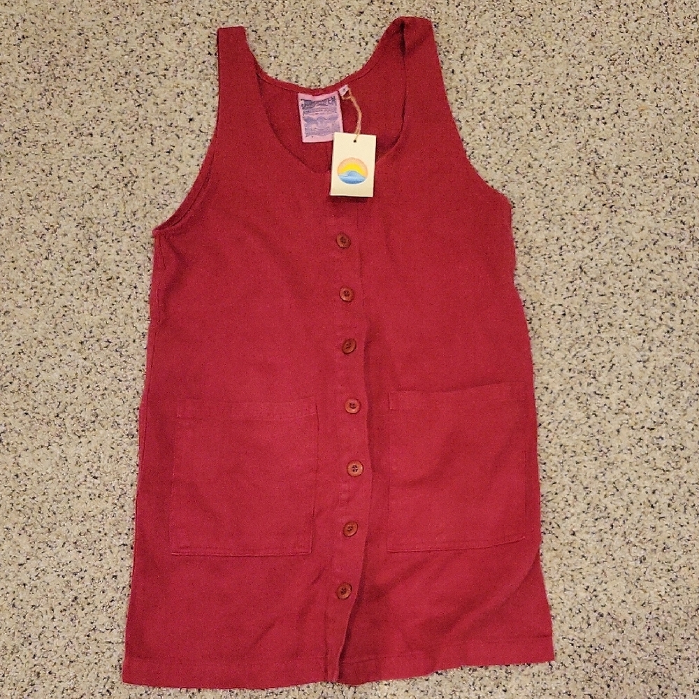 Jungmaven NWT Jumper Dress Organic Cotton Hemp Blend Berry Red Small